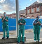 Salford Royal Hospital applause and protest 